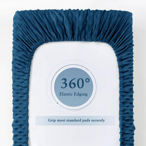 Homiest 2 Pack Changing Pad Cover, White + Light Navy Blue Changing Table Sheets, Ultra Soft Fleece Minky Dot Fabric