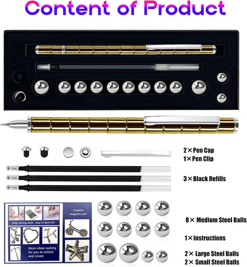 8-13 Fidget Pen, Decompression Magnetic Pen, Cool Fidget Toys for Stress and Anxiety Relief, Sensory Toys Best Gifts
