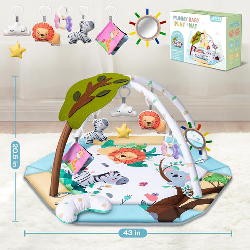 8-in-1 Tummy 6 0-3-6-9-12 Baby Gym Play Mat, Time Mat & Ball Pit with Toys, Washable Baby Activity Play Mat for Visual