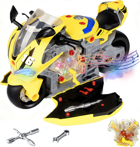 JoySpark Toys Set 3-5, 3 4 5 6 7 Take Apart Motorcycle Toys Kids Mechanic Repair for Toddlers Interactive Toy Engine