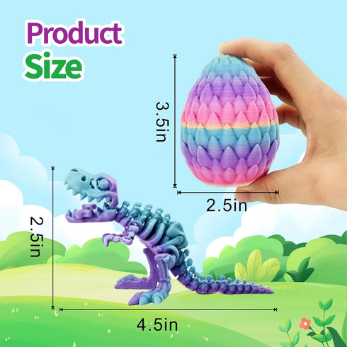 BOYLOVE 6Pcs 3D 3D Prefilled Easter Eggs with Printed Dinosaur Toys, Printed Dragon Animals, Cool T-Rex Fidget Toys