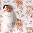 Stork Wares 30x40', (BB335) Boho Caramel Floral Personalized Baby Girl Swaddle Blanket, White
