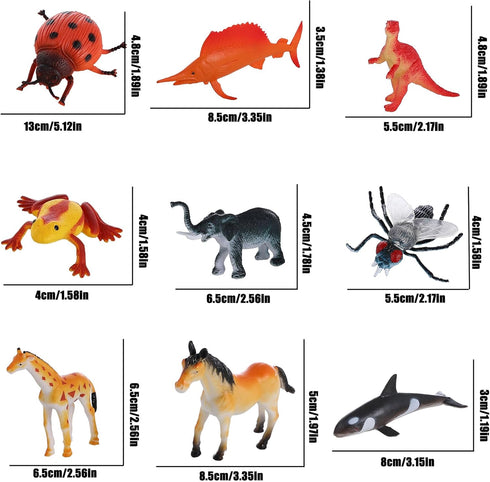 FLORMOON 72pcs Animal Figures, Realistic Mini Dinosaur Insect Sea Farm Reptile Wild Jungle Animal Toys, Early