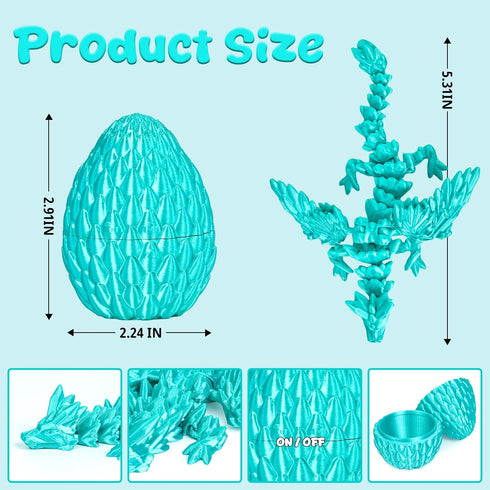 12PCS 3D (12pcs-Multicolor) Mydhall Printed Dragon Eggs with Baby Dragon Inside Easter Basket Stuffers Christmas Tree
