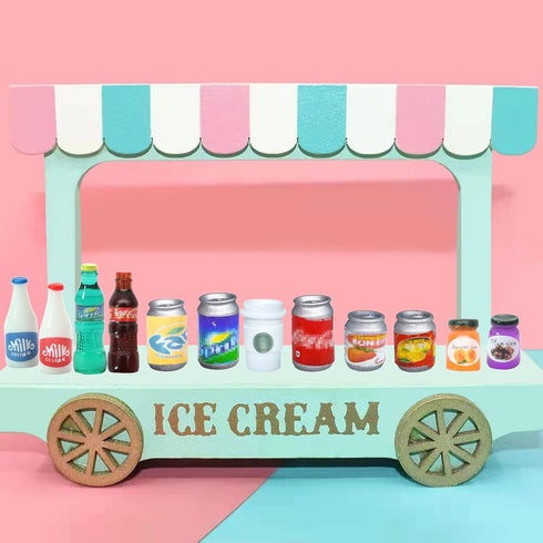 80 Pieces Mini Food Drinks Bottle Toys for Dollhouse Kitchen Accessories Mini Play Resin Food Toys