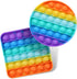 2 Packs Pop Fidget Sensory Toys, Round and Square Silicone Pressure Relieving Squeeze Toys for Kids and Adults