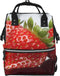 FHEDVBN Red Strawberry Fruit Diaper Bag Backpack for Women Multifunction Waterproof Mummy Backpacks