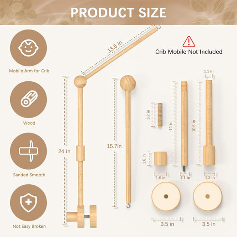 34 inch FEISIKE Baby Crib Mobile Arm, Mobile Arm for Crib Baby Mobile Hanger for Crib Nursery Decor Girls Boys Baby