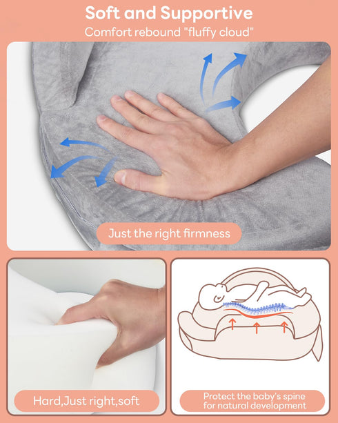Nursing Pillow for Standing/Sitting Use- Springy Memory Foam for Support & Comfort, Large Breast Feeding Pillow