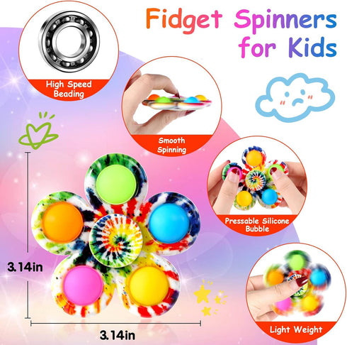 Gigilli Fidget Spinners Pop (2 Pack) - Sensory Fidget Toys for Kids 1-12, Goodie Bag Stuffers, Classroom Prizes