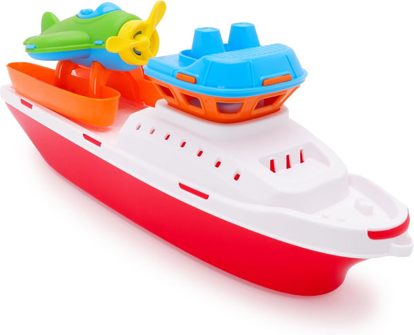 Toyland 17" Floating Tugboat with Seaplane - Durable Water, Pool and Bathtub Toy
