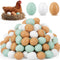 Syhood 72 Pcs Wooden Easter Eggs Fake Eggs Faux Chicken Egg Wooden