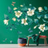 Amaonm Removable DIY 3D White Floral Leaf Art Decor, Blue Flower Vine Wall Sticker for Kids Room, 4 Sheets 12"x18"