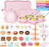 Set 49PCS Set Playset, Set 3-8, iAOVUEBY Tea Party for Little Girls, Princess Tea Time Toys Including Tea Dessert