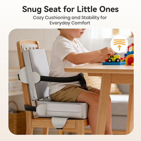 Toddler Booster Seat for Kitchen Chair, Anti-Slip Dining Table Booster Seat w/Backrest & Adjustable Shoulder Straps