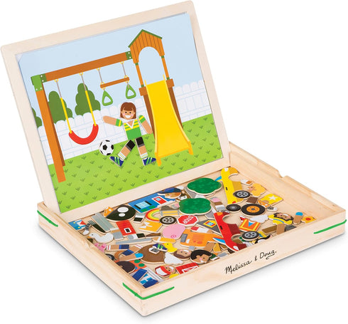 Melissa & Doug Wooden Magnetic Matching Picture Game - 119 Magnets and Scene Cards for Interactive Play