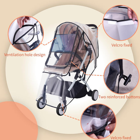 Bemece Universal Stroller Rain Cover, Baby Travel Weather Shield for Summer, Windproof and Waterproof