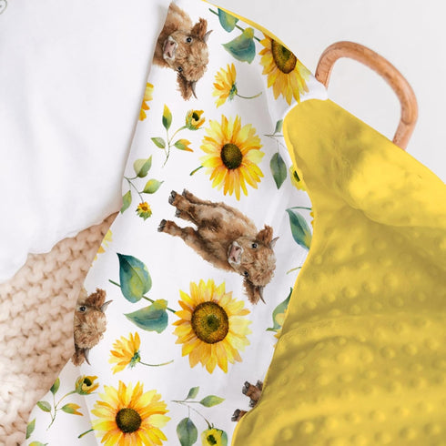 30 40 HawSkgFub Highland Cow Sunflower Mink Baby Blankets Dotted Backing Girls Shower Gift, Western Cowgirl Floral