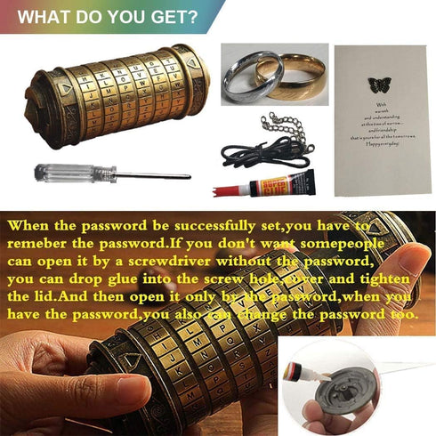Cryptex Da Vinci Code Mini Cryptex Lock Puzzle Boxes with Hidden Compartments Anniversary Valentine's Day Romantic
