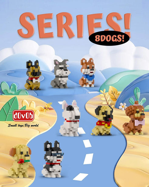 8 1 Set, 1616 3D dOvOb Micro Mini Blocks in Dogs Pieces Bricks, Puzzle Collection Animal Model Toys as Gift for Adult