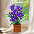 Set 808PCS CUBIMANA Flowers Botanicals Iris Building - Mother's Day Artificial Purple Bonsai Plant for Home Office