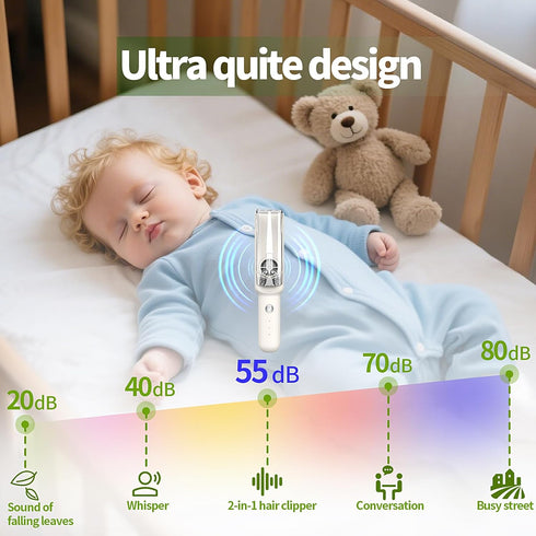 Trimmer, Baby Hair Clippers with Vacuum, Ultra Quiet Kids Hair Cordless Electric Haircut Kit for Autism, Infant