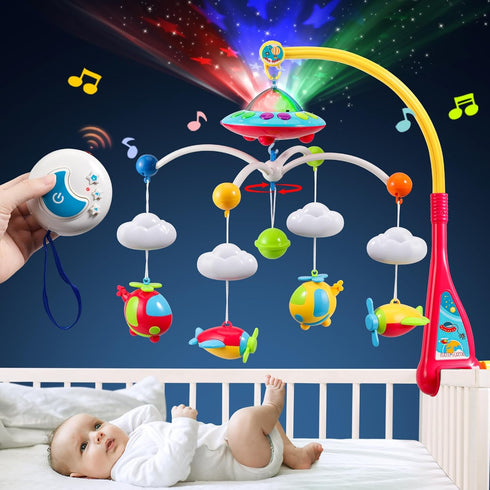 BOBXIN Baby Mobile for Crib, Crib Mobile with Projector and 108 Melodies