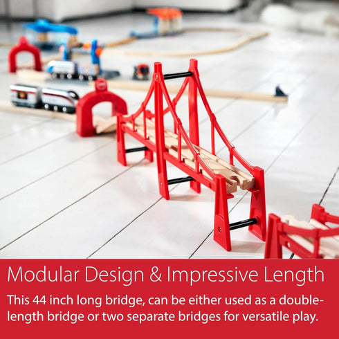 Sets 5-Piece Set 2 3 3 BRIO World Double Suspension Bridge - FSC-Certified Longest Wooden Train Track Bridge