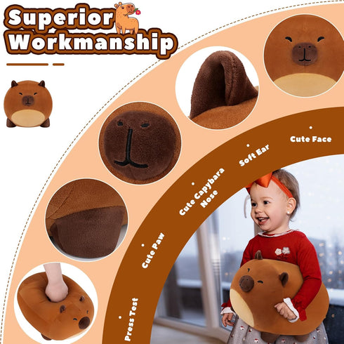 Capybara Plush Toys - 12'' Soft Plush Capybara Pillow, Cute Stuffed Toy, Doll Gift for Kids Girls Boys