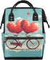 Hsnar Bike Red Hearts Waterproof Diaper Bag Backpack Large Capacity Baby Bag with