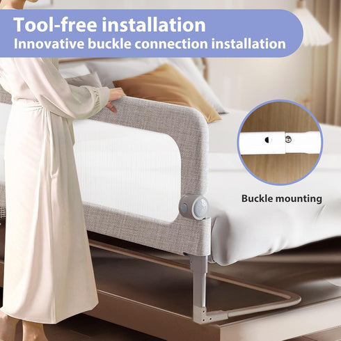 Baby Bed Rails Guard for Toddlers, 32" Adjustable Heights & Foldable Portable Bedrail for Queen, Full, King, Twin Beds