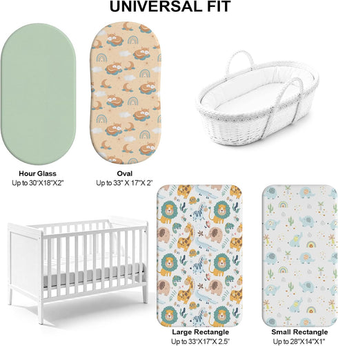 IOCCLH Girls,4-Pack Set Delight,Angelbliss,32"X16" Baby Bassinet Sheets for Baby Boy Fitted Bassinet Sheets Compatible