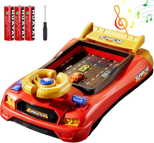 Racing Adventure Car Steering Wheel with 12 Music, Toddler Simulated Driving Racing