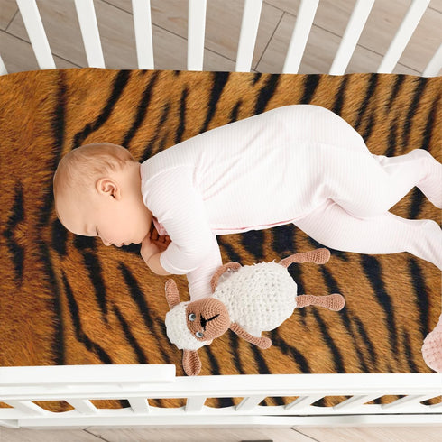 QsirBC Cozy 28x52 Inch Tiger Leather Leopard Print Crib Sheets for Boys, Girls Machine Washable Soft Microfiber Fitted
