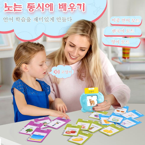 510 Korean & English Talking Flash Cards for Toddlers, Bilingual Flash Cards Learning Montessori Toys with Sight Words