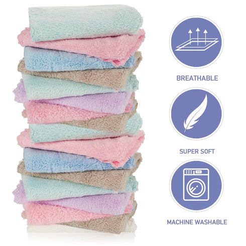 36 Pack 10 10 Inch Baby Washcloths x Microfiber Coral Fleece Baby Towels Bath Face Towel Absorbent Soft Kids Washcloths