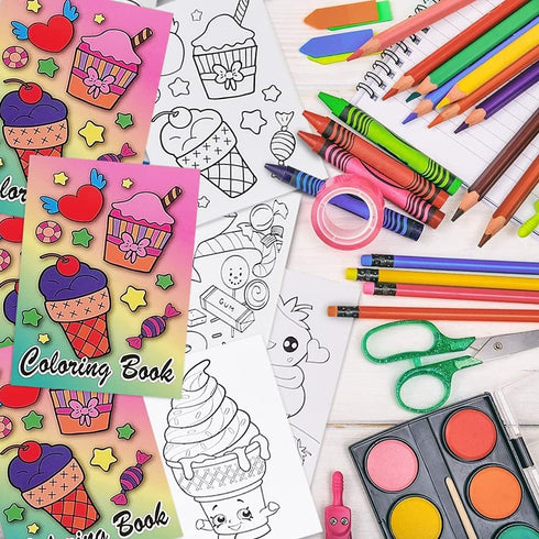 ArtCreativity 12 pcs Mini Ice Cream Coloring Books for Kids, 5" x 7", Summer Dessert-Themed Activity Set