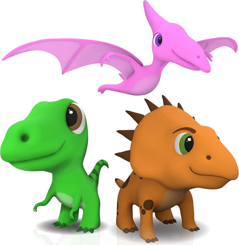 Dinosaur Bath Toys, Mold Free Baby Bath Toys for Toddlers 1-3, BPA-Free, Dishwasher-Safe, 3PCs