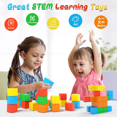 1.41 inch Magnetic Blocks for Toddlers, Large Building Blocks for Kids Age 3-5, STEM Magnetic Cubs Toy for Christmas