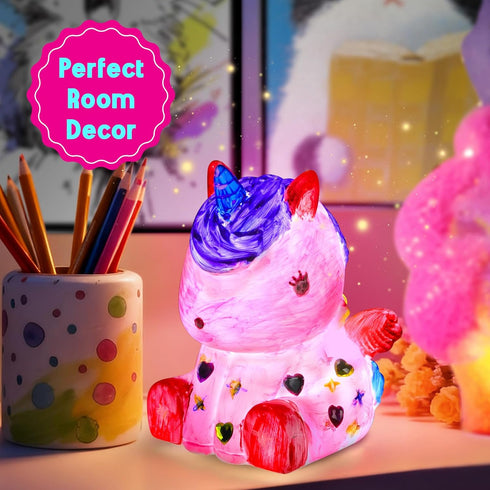 1200mAh 2 3-12+ EPUMP Paint Your Own Unicorn Lamp Kit - Rechargeable Night Light with Light Modes, Arts and Crafts