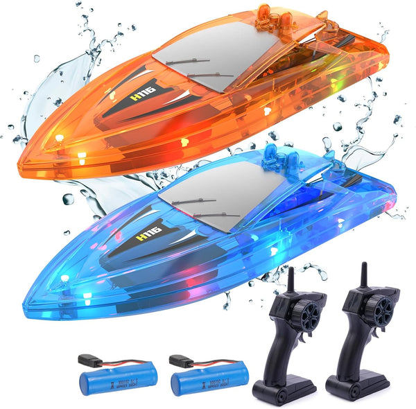 YEETFTC 2Pack LED Light RC Boat Remote Control Pool Water Toys for Kids