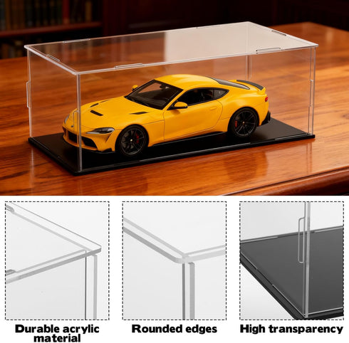 Hlimior 3 1: 24 PCS Acrylic Model Car Display Case Scale Clear Display Boxes with Plastic Base Diecast Model Car