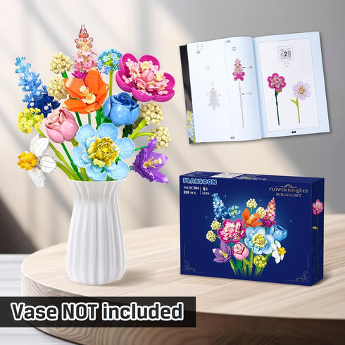 Set, 888 8+ PLAXSOON Flower Bouquet Building PCS Botanical Collection Building Block Toy, Flowers Rose Plant Home
