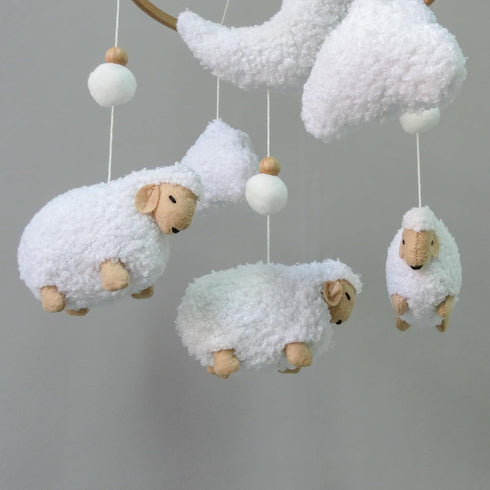 Goukurlsma Sheep Baby Mobile for Crib, Cloud Baby Crib Mobile for Girls & Boys, Neutral Crib Toys Hanging, Lamb Baby