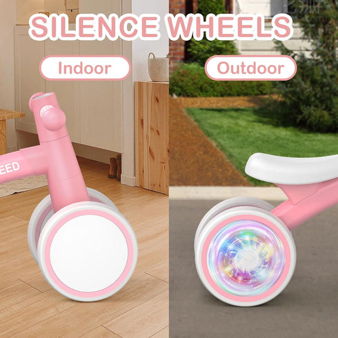 1 12-24 4 SEREED Colorful Lighting Baby Balance Bike, Toys for Year Old Boys Girls, Month Toddler Balance Bike