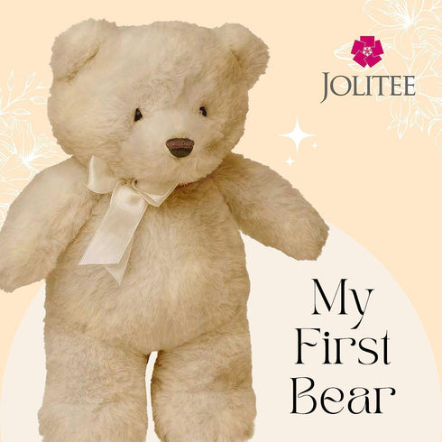 My First Bear Stuffed Animal - Jolitee Beige Neutral Teddy Bear for Newborn, 10"