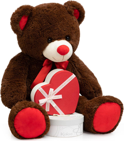 Huge Teddy Bear Stuffed Animal - Giant Plush Teddy Bear with Red Ribbon Bow, 36 inch Chocolate