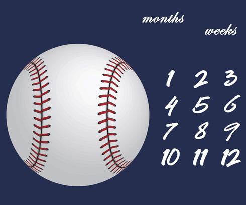 Baseball Theme Baby Monthly Milestone Blanket 48x40in Age Growth Tracker Baby Shower Nursery Blanket Newmom Gift with Bonus Marker LHFS827 by F-FUN SOUL
