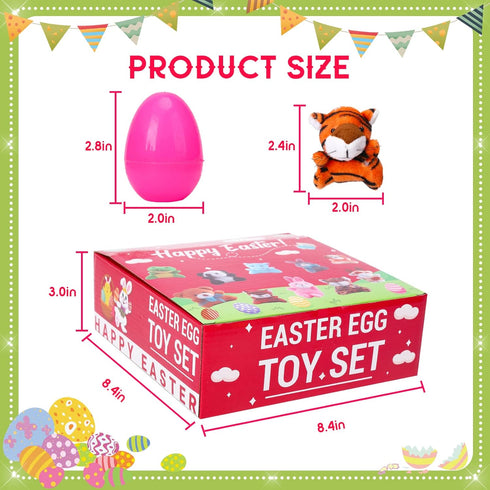 ThinkMax 16 pcs Easter Eggs Filled with Mini Plush Animals Toy for Easter Basket Stuffers/Fillers, Easter Eggs Hunt