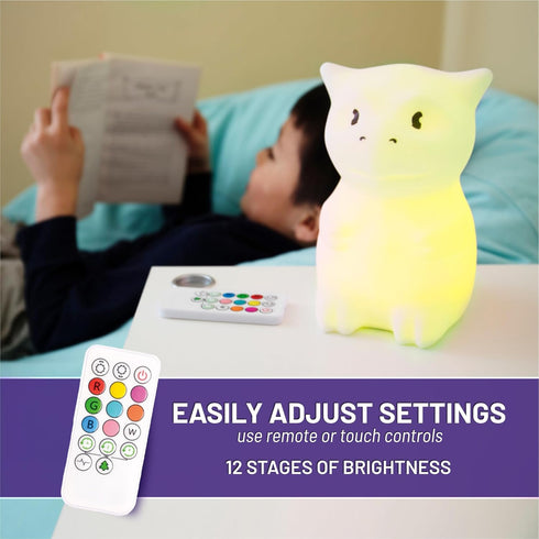 Lumipets Remote Control Silicone Night Light for Kids - Dragon Design, Rechargeable Lamp with Sleep Timer